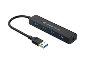 Conceptronic C4PUSB3 USB 3.2 Gen 1 (3.1 Gen 1) Type-A Hubs and Concentrators, 5000 Mbit/s, Black