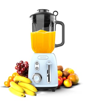 Cecotec Power Black Titanium RetroBlue 1,5 l Blender stołowy 1200 W Czarny, Jasny Niebieski
