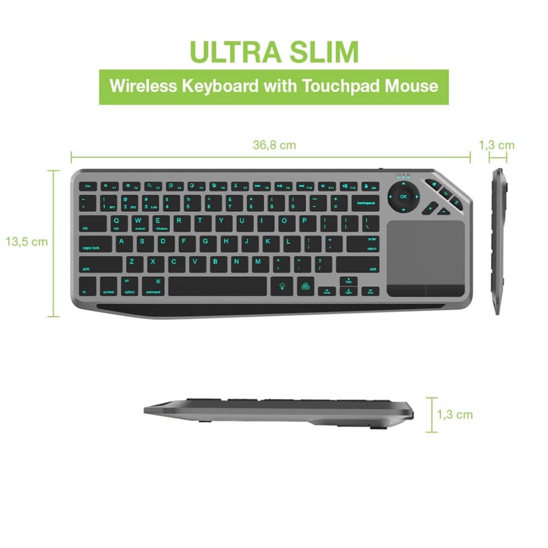 Techly ICTB9801TB klawiatura Uniwersalne RF Wireless + Bluetooth QWERTY US English Czarny
