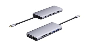 eSTUFF ES623009 USB 3.2 Gen 1 (3.1 Gen 1) Type-C-hubbar och koncentratorer 5000 Mbit/s Grå