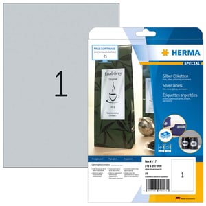 HERMA 4117 bedruckbare Etiketten, silber, selbstklebend