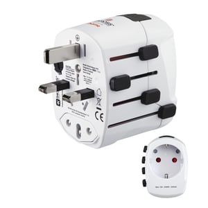 Hama World Travel Pro Universal Power Plug Adapter, White