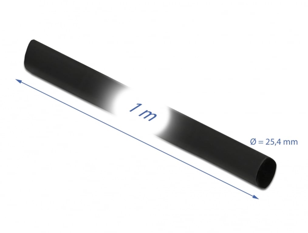 DeLOCK Rurka termokurczliwa 1 m x 25,4 mm, kurczliwość 4:1, czarna