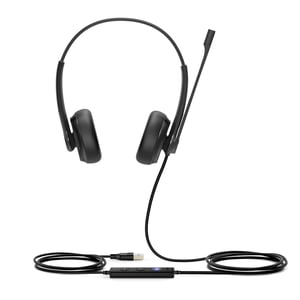 Yealink UH34 Dual Teams Wired Headset, Headband Style, Office/Call Center, USB Type-A, Black
