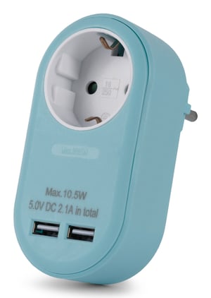 Entac EPAG-1EE-2USB-B adapter wtyczek zasilających Typu F Niebieski