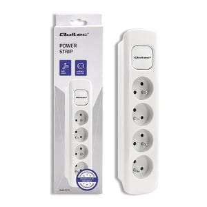 Qoltec 50274 1.8 m Power Strip, 4 Outlets, Indoor, White