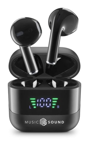 Music Sound 8018080488603 True Wireless Stereo (TWS) In-Ear-Kopfhörer Bluetooth-Anrufe/Musik Schwarz