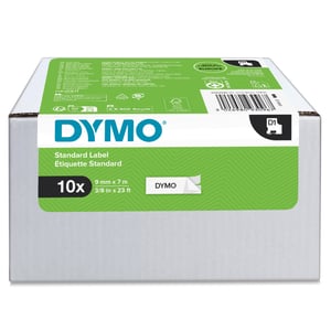 DYMO D1 Original-Etiketten | Rolle 9 mm x 7 m | Schwarzer Druck auf weißem Hintergrund | Selbstklebende Etiketten für LabelManager-Etikettendrucker | 10 Stück