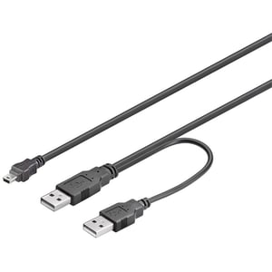 Goobay 0.6 m 2 x USB A/mini USB B kabel USB USB 2.0 0,6 m Mini-USB B 0,48 Gbit/s Czarny