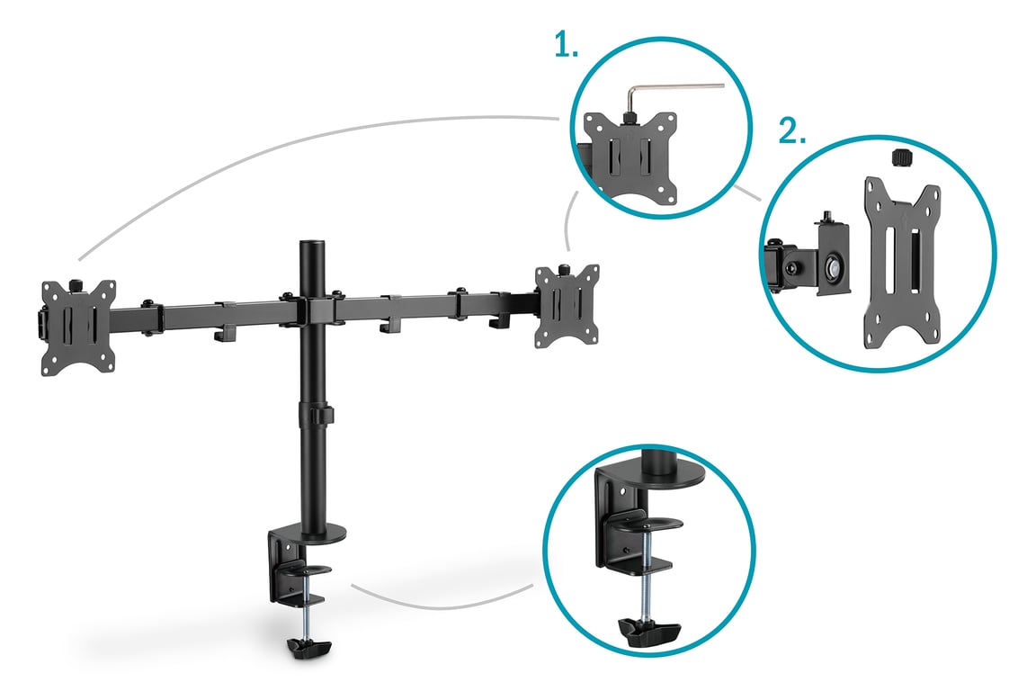 Digitus Uchwyt na dwa monitory, 2x 32", 2x 8 kg