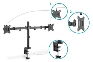 Digitus Uchwyt na dwa monitory, 2x 32", 2x 8 kg
