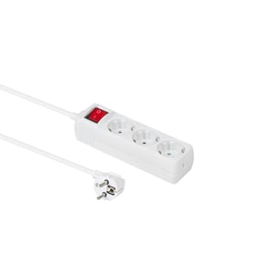 Microconnect GRU003W-SWITCH Verteiler, 1,5 m, 3 x Netzanschlussbuchse, für den Innenbereich, Weiß