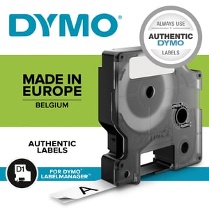 DYMO D1 - Standard Etykiety - Czerwony na białym - 19mm x 7m