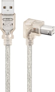 Goobay 93575 USB 2.0 Cable, 0.5 m, USB A to USB B, Transparent
