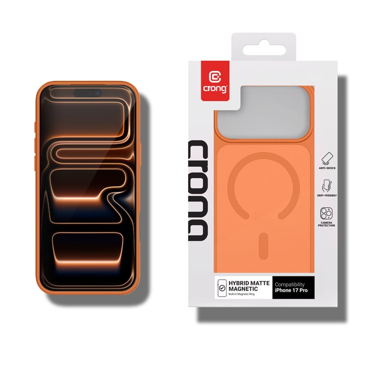 Crong Hybrid Matte Magnetic - Etui MagSafe iPhone 17 Pro (pomarańczowy)
