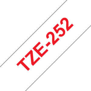 Brother TZE-252 Label Ribbons: Red on White