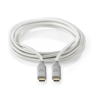 Nedis CCTB64020AL20 USB4 Gen 2x2 USB Cable, 2 m, USB-C, Silver