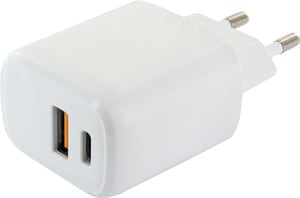 Schwaiger LAD260 512 Portable Device Charger for Headphones, Smartphones, and Tablets—White, AC Power, Fast Charging, Indoor Use