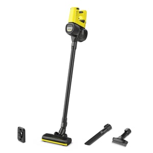 Kärcher VC 4 2-in-1 Upright Vacuum Cleaner, Battery-Powered, Dry, Bagless, 0.65 L, Black, Yellow, 2.5 Ah