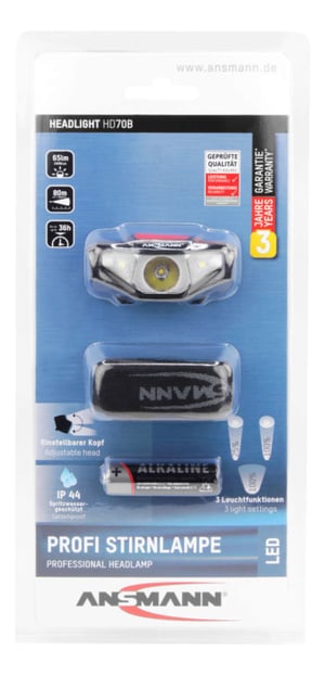 Ansmann HD70B Czarny Latarka czołowa LED