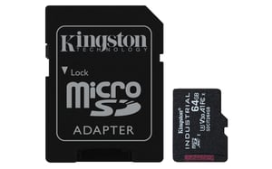 Kingston Technology Karta 64GB microSDXC Industrial C10 A1 pSLC + adapter SD