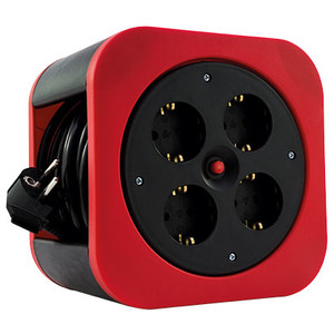 REV 0010012600 Verteiler 10 m 4 x Netzanschluss, für den Innenbereich, Schwarz, Rot
