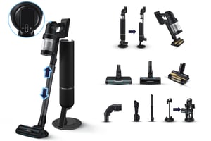 Samsung VS28C9784QK 2-in-1 Upright Vacuum Cleaner, Battery-Powered, Dry, Bagless, 1200, 730, Black