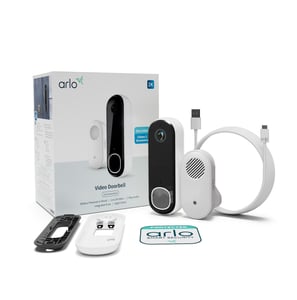 Arlo Essential 2 Video Doorbell 2K med Chime V2 BNDL Svart, Vit