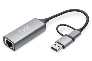 Digitus USB Type-C™-adapter till 2,5G Gigabit Ethernet, USB-C™ + USB A (USB 3.1/3.0)