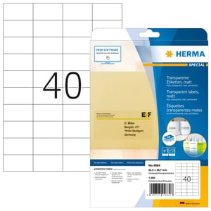 HERMA 4684 bedruckbare Etiketten, transparent, selbstklebend