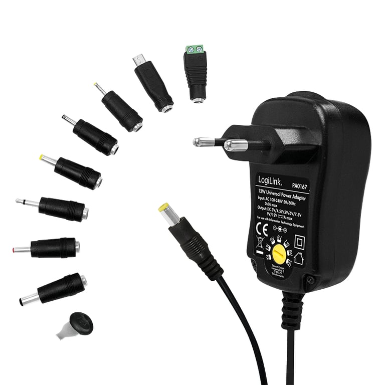 LogiLink PA0167 adapter zasilający/ inwentor Wewnętrzna 12 W Czarny