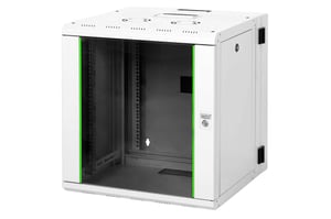 Digitus Hängender Netzwerkschrank Unique 19" 12U Rack 600x600, Glastür, grau, geteilt, zusammenklappbar, 100 kg