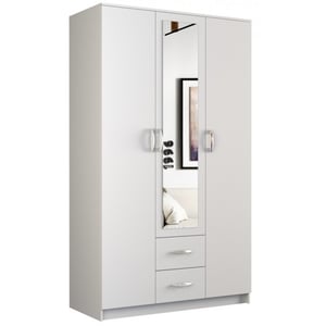 Topeshop ROMANA 120 WHITE Wardrobe and Closet, 6 shelves, 3 doors. White