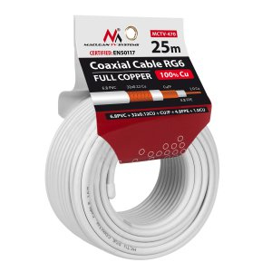 Maclean MCTV-470 RG-6/U-Koaxialkabel, 25 m, weiß