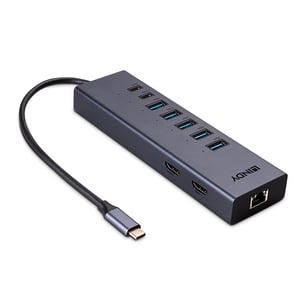 Lindy 43373 Dockingstation, kabelgebunden, USB 3.2 Gen 2 (3.1 Gen 2), Typ C, grau