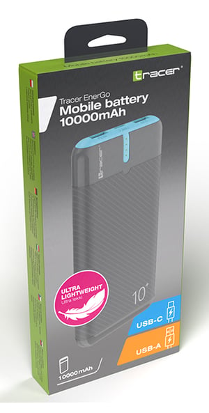 Tracer EnerGo 10 000 mAh Litiumpolymer (LiPo) 10 000 mAh Grå, Blå