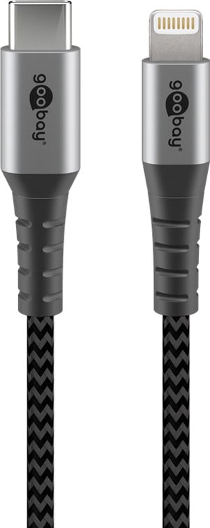 Goobay 49272 Lightning Cable, 2 m, Black, Gray