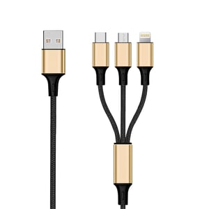 2GO 797152 kabel USB 3 m USB B USB C/Micro-USB B/Lightning Czarny, Złoto