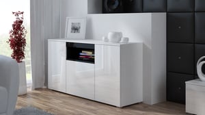 Cama byrå VIVA 150 vit/vit högblank + svart