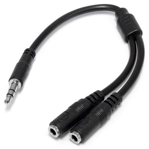 StarTech MUY1MFFS Audio Cable, 0.2 m, 3.5 mm to 2x3.5 mm, Black