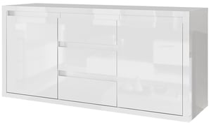 Tuckano byrå 133x78x40 GLANCE helt i vit högblank yta