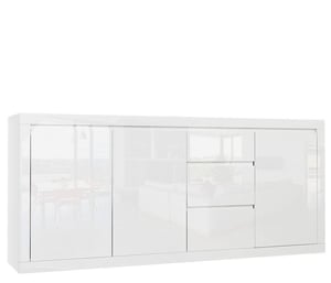 Tuckano byrå 203x90x40 SPARKLE helt i vit högblank yta
