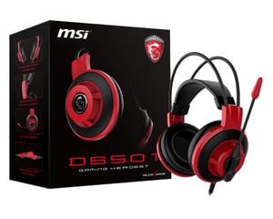 MSI DS501 Hörlursset, trådbundet, huvudband, gaming, svart, rött