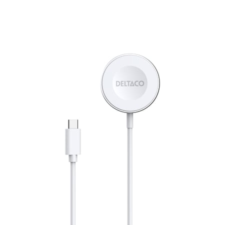 Deltaco AWC-103 ładowarka do urządzeń przenośnych Smartwatch Biały USB Bezprzewodowe ładowanie Wewnętrzna