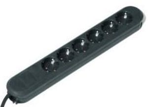 Bachmann SMART 6x Schuko H05VV-F 3G 1.50mm² 16A/3680W 3m 6-fach-Steckdosenleiste, schwarz