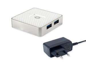 Conceptronic HUBBIES03W USB 3.2 Gen 1 (3.1 Gen 1) Micro-B Hubs and Concentrators, 5000 Mbit/s, White