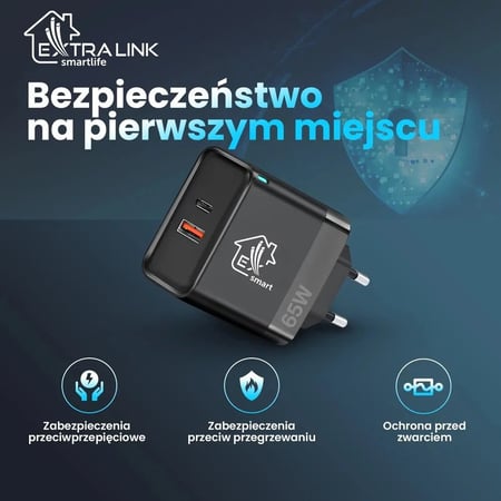 Extralink Smart Life 65W, USB-C + USB-A