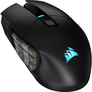 Corsair SCIMITAR ELITE WIRELESS gamingmus På höger sida RF Wireless + Bluetooth + USB Type-C Optisk 26000 DPI