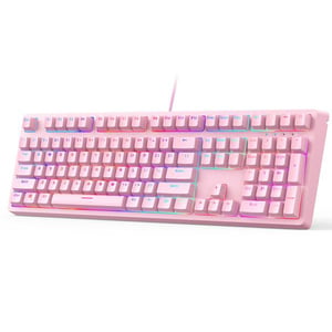 AUKEY KM-G15 klawiatura Gaming USB QWERTY Różowy