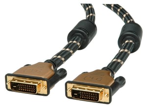 ROLINE 11.88.5511 DVI-Kabel 1 m DVI-D Schwarz, Gold